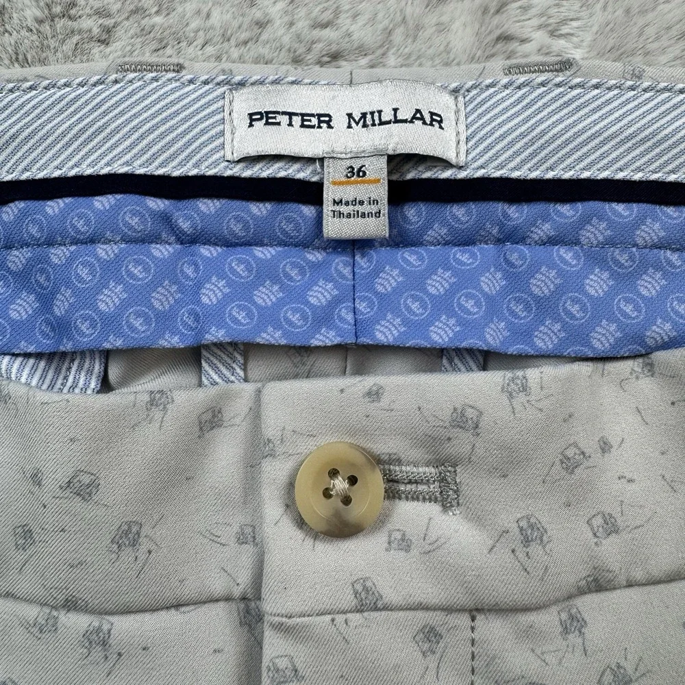 Peter Millar Crown Sport Salem Golf Cart Performance Chino Shorts 36 Gray
